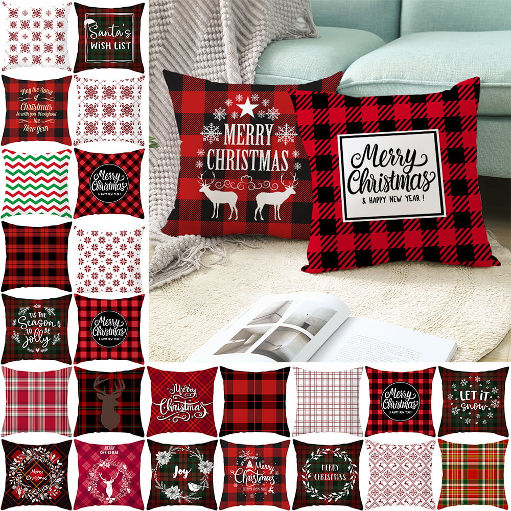 Christmas Xmas Cushion Cover Pillow Case Waist Throw Sofa Ded Home Decor Santa 