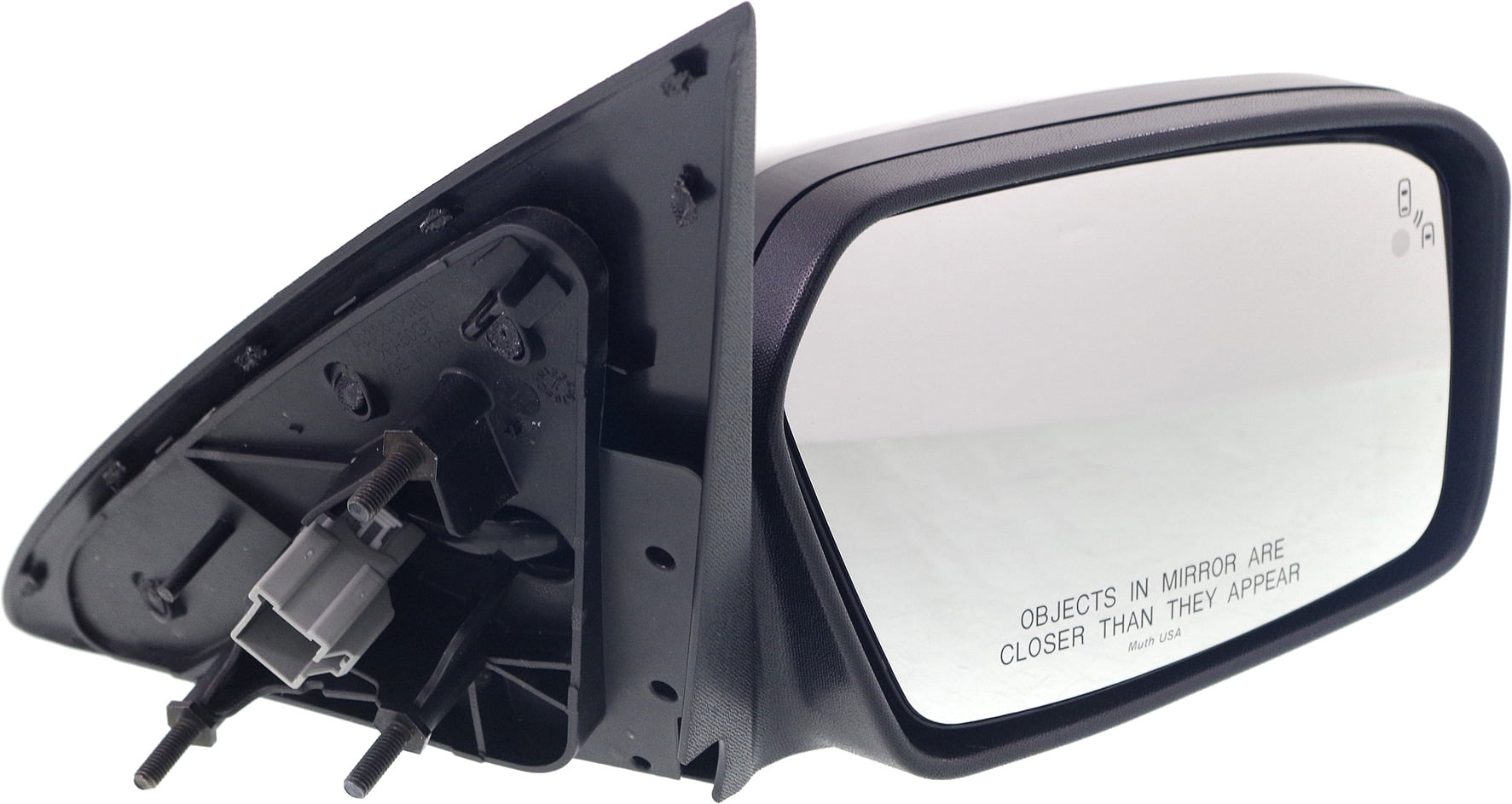 Mirror Compatible With 2010-2012 Ford Fusion 2010-2011 Mercury Milan Right Passenger Side Heated w/ Blind Spot Detection in Glass 1 Paintable and Textured Black Cap Kool-Vue