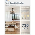 thumbnail image 3 of Zardon 16.5 inch Caged Ceiling Fan with Light and Remote Control, Walnut Farmhouse Ceiling Fans for Kitchen, Bedroom, Indoor, 6 Speed, Quiet, Timing, 3 of 7