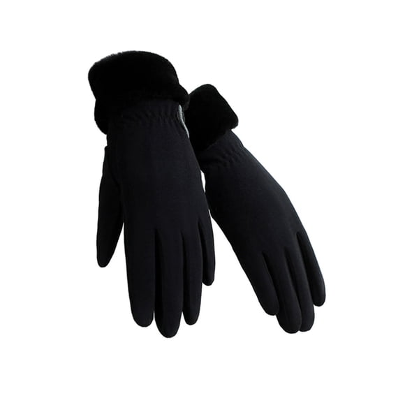 1 Pair Women Winter Knitted Touch Screen Riding Gloves Warm Anti-slip Fleece Lining Elastic Button Cuffs Windproof Gloves
