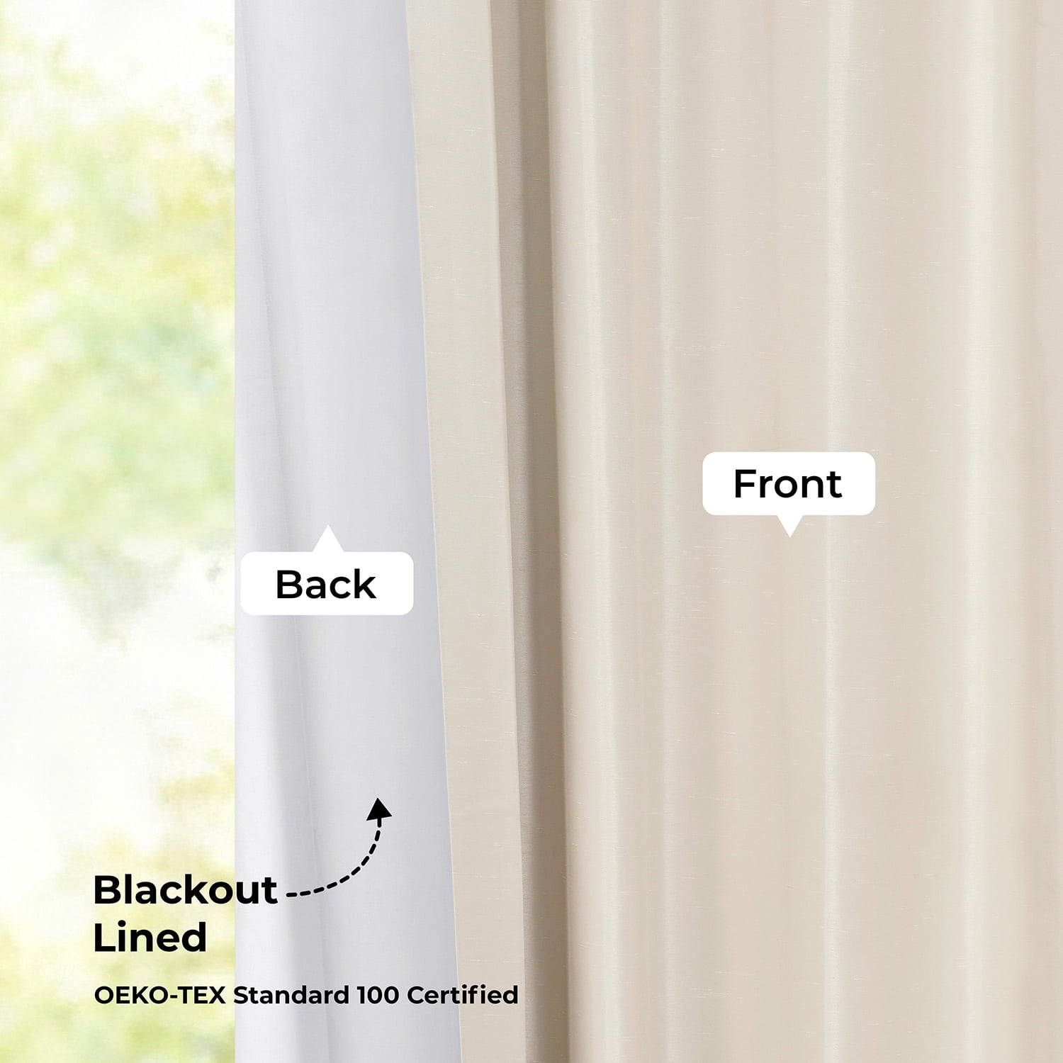 Half Price Drapes Off White Silk Blackout Curtains for Bedrooms(1 Panel),50WX 120L