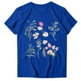 thumbnail image 4 of Tiweut Womens T Shirt Floral Print Crew Neck Short Sleeve Loose Pullover Outerwear,Blue, 4 of 4