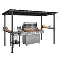 thumbnail image 1 of Outsunny Pavillon de Gril à Toit Rigide 12 Pieds x 6 Pieds, Pavillon BBQ avec 2 Tablettes Latérales, 1 of 10