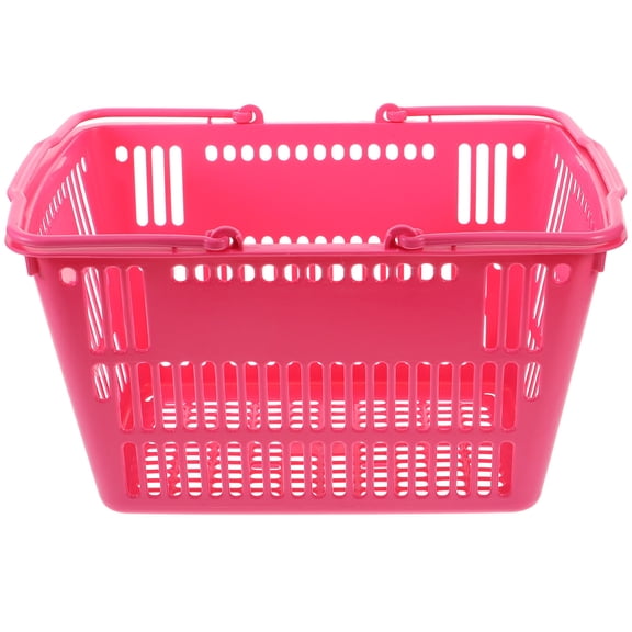 BESTOYARD Fashionable Pink Plastic Storage Basket Handheld for Supermarkets
