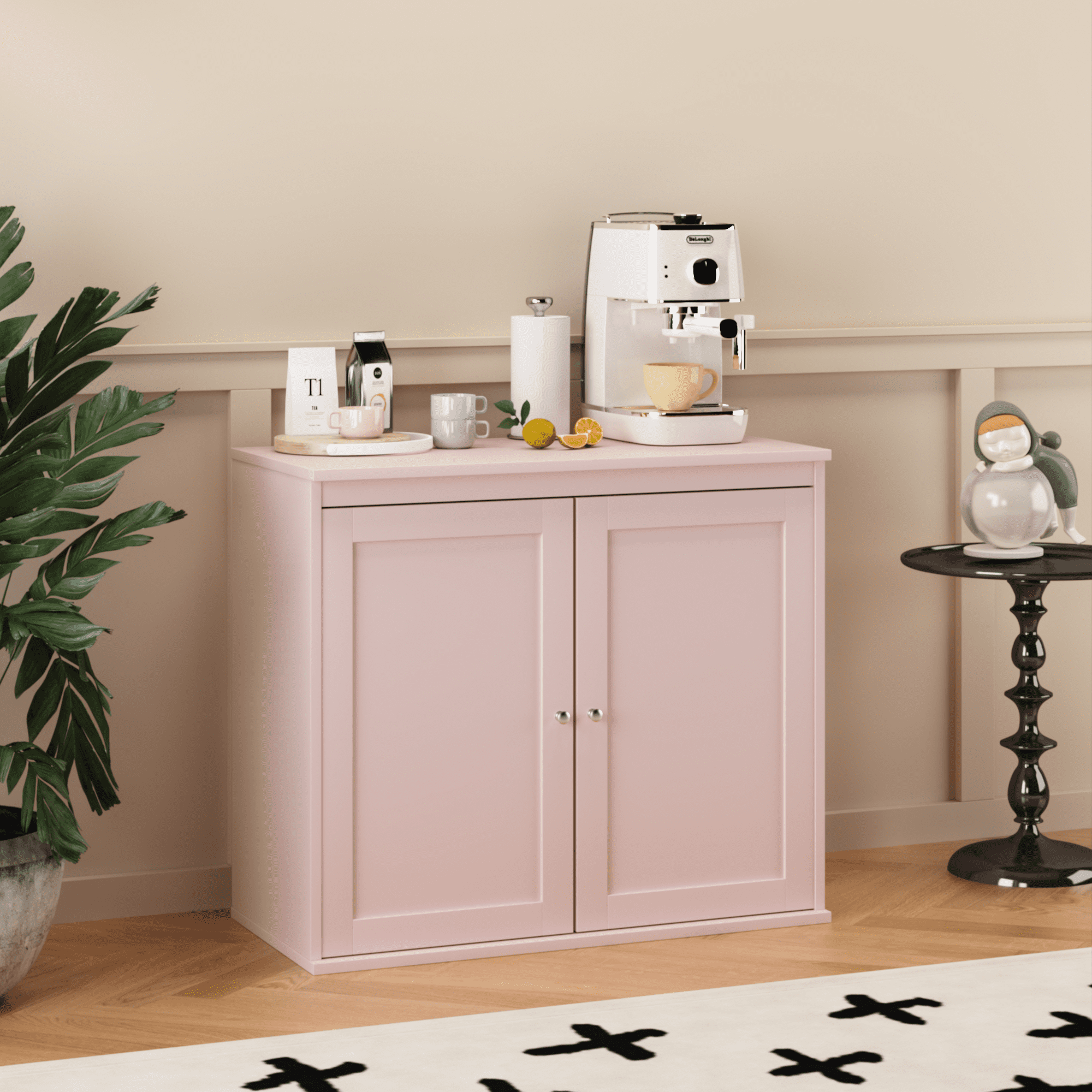 MDF Storage Cabinet with Adjustable Shelves Modern Minimalist Sideboard Kitchen Kids Room Furniture
