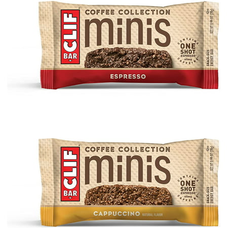 CLIF BARS Minis with 1 Shot of Espresso - Energy Bars Variety Pack - Cappuccino Espresso Flavors - Coffee Collection - 65 mgs of Caffeine Per Bar (0.99 Oz Breakfast Bars 30 Count)