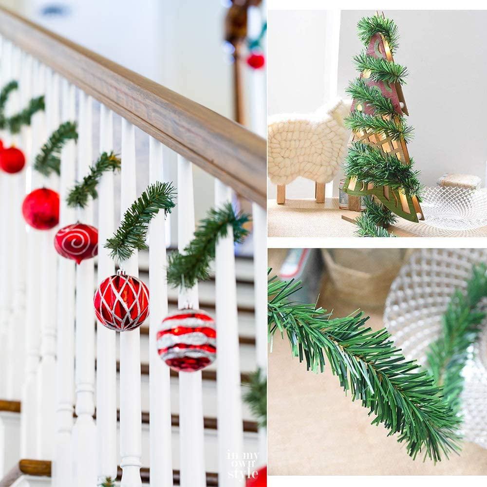Outdoor/Indoor Use Total 40 Feet Artificial Pine Garland Soft Greenery Garland for Holiday Wedding Party,Stairs,Fireplaces Decoration Artiflr 2 StrandsChristmas Garland