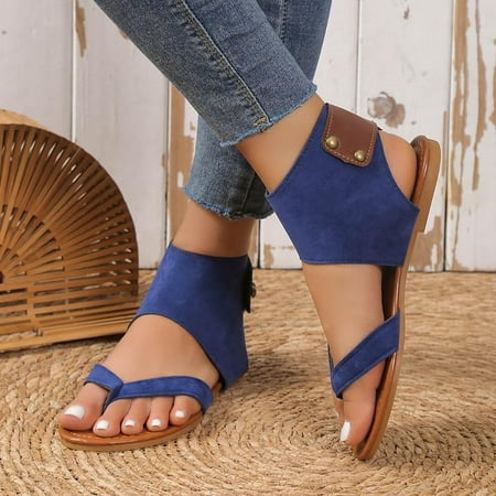 Kuist Women s Leopard Print Flip Flops Fashion Beach Shoes Breathable Comfortable Sandals (Blue 9)