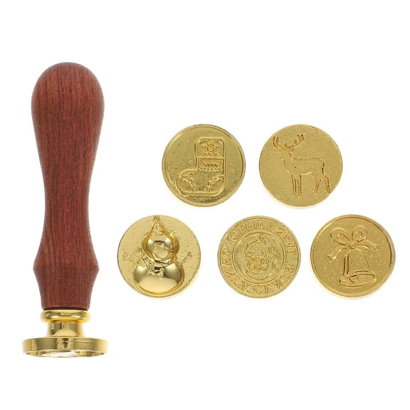 Christmas Vintage Wax Seal Stamp Kit with Alloy Stamp and Wooden Handle, Retro Sealing Wax Set for Invitations and Holiday Cards