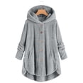 thumbnail image 5 of Girls and Toddlers' Sherpa Long Jacket Button down Long Sleeve Hooded Coat with Pocket Kids Winter Warm Sweatshirt Coat, 5 of 8
