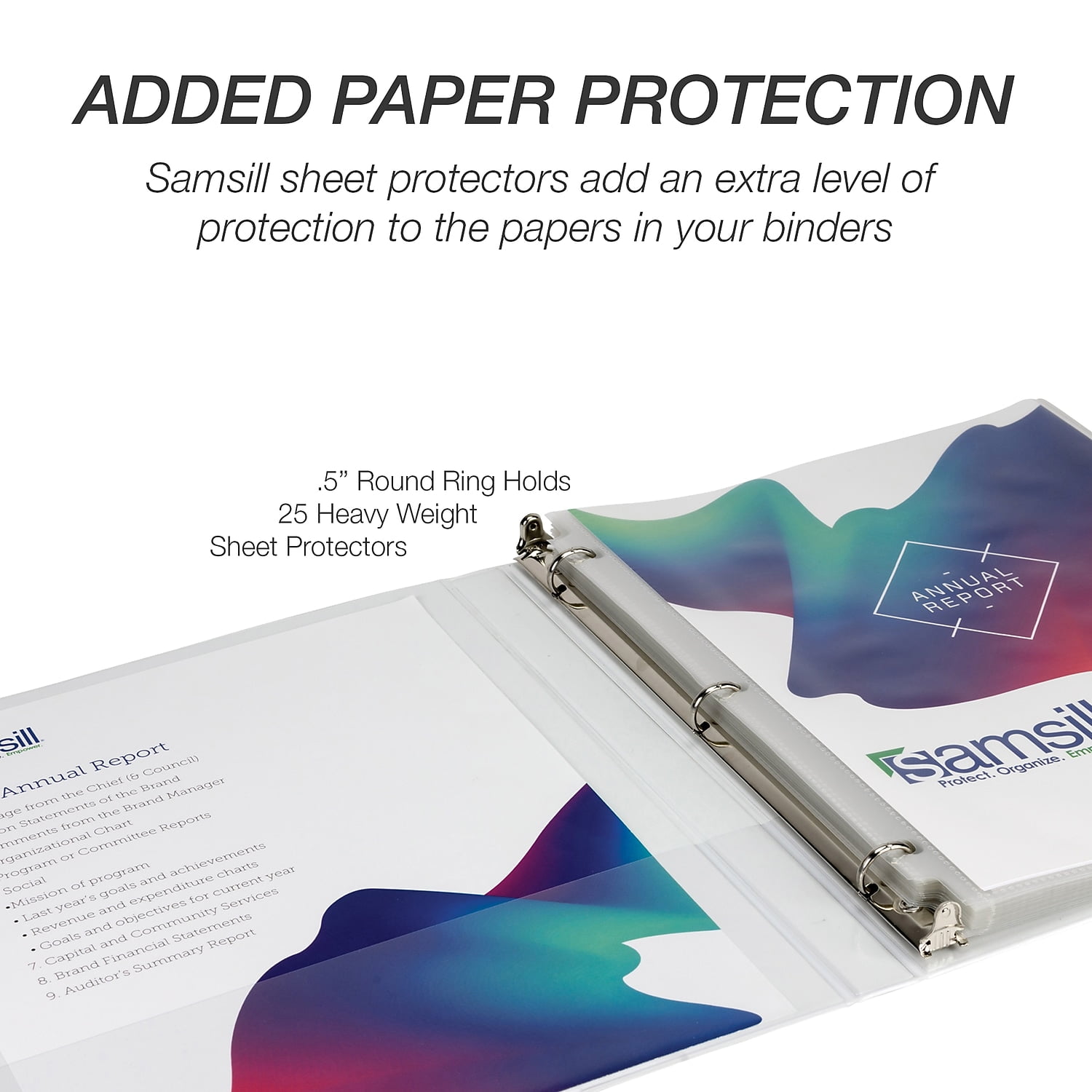 Samsill Durable .5" Round Ring Binder, White, Customizable, 8 Pack