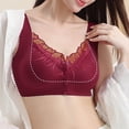 thumbnail image 6 of Women Plus Size Wireless Bra, Front Closure, Fixed Cups, Gathered Support, Seamless Beauty Back Comfort Daily Underwear Red-A L(L), 6 of 6