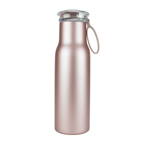 Built 18ounce Stainless Steel Flip Top Water Bottle, Rose Gold