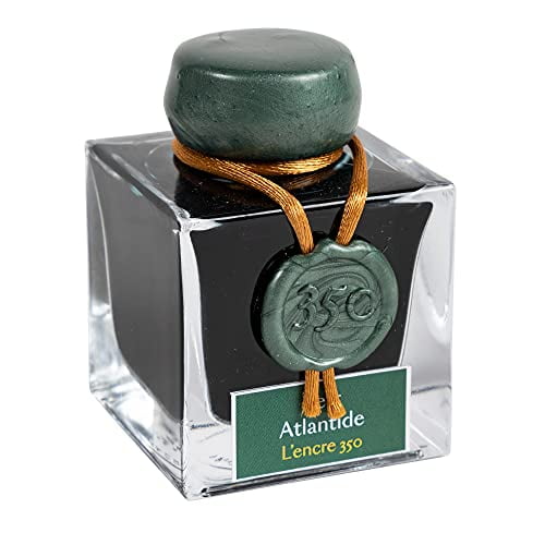 Jack Elbin Anniversary Ink 350 [Gold/Silver Particles] For Fountain Pen/Glass Pen/Dip Pen Atlantis Green HERBIN hbj15139