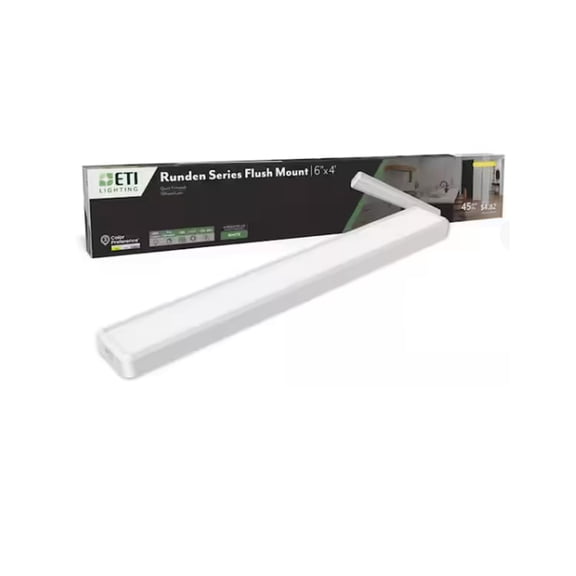 ETI 4 ft. x 6 in. Runden White Modern LED Flush Mount Ceiling Light, 3300 Lumen, 3CCT Color Preference, Dimmable, 120V, C05015401A