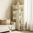 thumbnail image 6 of 4-Tier Mobile Storage Cart with Wheels, 8 Clear Doors, Pegboard Organizer, PP Material, Cream White, 6 of 7