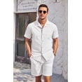 thumbnail image 4 of COOFANDY Mens Casual Cotton Linen Shirt Short Sleeve Button Up Shirts Summer Beach Top, 4 of 5