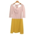 thumbnail image 6 of Pink And Yellow Color Block Women's 3/4 Sleeve Dresses Elegant A-Line Midi Dress Flare Summer Casual Sundress, 6 of 9