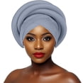 thumbnail image 5 of Pre-Tied Braided Turban Caps for Women, 3D Twist Headwrap with Adjustable Strap, Stretchy Beanie Headscarf for Natural Hair, Daily Wear, Wedding, Church and Special Occasions-Light Ashy, 5 of 5