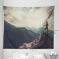 thumbnail image 1 of Mountain Tapestry, Woman Hiker on the Top of a Mountain Hobby Climbing Activity Adventure Trekking, Fabric Wall Hanging Decor for Bedroom Living Room Dorm, 5 Sizes, Multicolor, by Ambesonne, 1 of 1