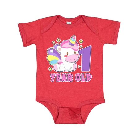 

Inktastic 1 Year Old with Cute Unicorn Birthday Gift Baby Girl Bodysuit