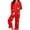 Red, variant on Womens Christmas Pajama Set Long Sleeve Collared Top and Pants Festive Holiday Sleepwear Cozy Loungewear for Home and Nights