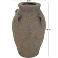thumbnail image 3 of DecMode 15" Handmade Textured Dark Brown Ceramic Vase with Four Handles, 3 of 10