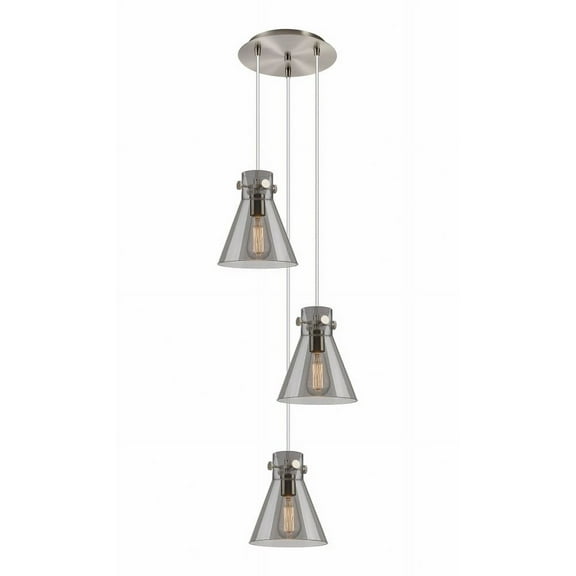 Innovations Lighting  Newton Cone - 3 Light 8" Cord Hung Multi Pendant - 10" Canopy Clear/Polished Nickel