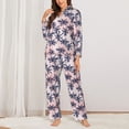 thumbnail image 2 of KLL Tropics Palm Trees Print Women's Long Sleeve Pajamas with Pants Sleepwear Loungewear 2 Set-Large, 2 of 7