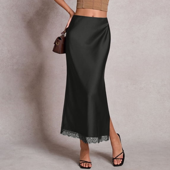 MuXiKeJi Clothes Women's Satin Maxi Skirts 2026 Spring High Waisted Flowy Long Silk A Line Elegant Business Casual Formal Slip Skirt