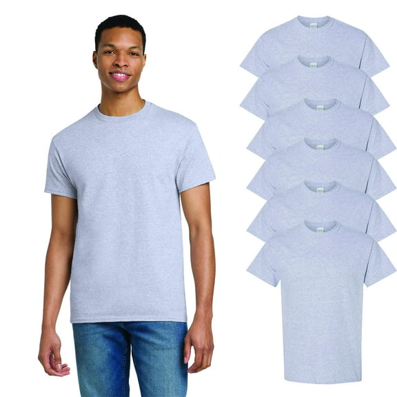 Gildan Short Sleeve Men's T-Shirt, Classic Fit Sports Grey Tee, Heavy Cotton, L, Pack 6