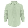 thumbnail image 3 of Qwertyu Men's Long Sleeve Button Down Shirts Cotton Linen Shirts Beach Casual Dress Shirts Mint Green XL, 3 of 6