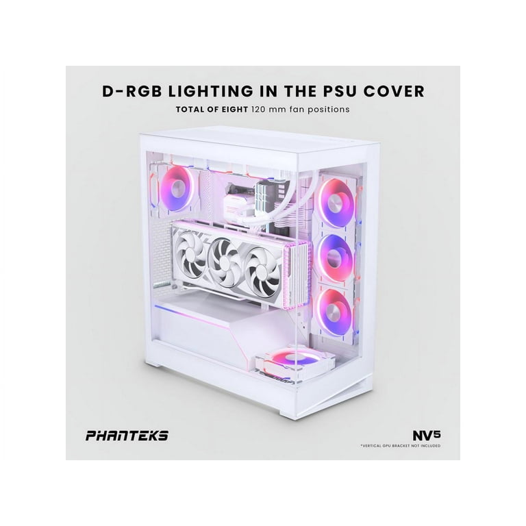 Phanteks NV5, Showcase Mid-Tower Chassis, High Airflow Performance,  Integrated D/A-RGB Lighting, Seamless Tempered Glass Design, 8 Fan  Positions, Matte White 