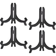 4pcs 4.3" Easel Plate Holder, Plastic Folding Display Stand Black for Decorative Picture Frame