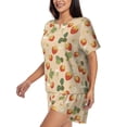 thumbnail image 2 of Bixox Women's Floral Strawberr Printed Pajama Set 2 Piece Lounge Set Top and Shorts Soft Pajamas, Shorts with Pockets, 2 of 7