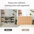 thumbnail image 6 of Orange Plaid Cabinet Curtains 35"W x 35"L, Gradient Geometric Buffalo White Checkered Sink Skirt for Bathroom Vanity Kitchen Self Adhesive, Dust-Proof Privacy Curtain for Shelves Closet Pantry, 6 of 9