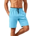 thumbnail image 3 of Men Shorts Below Knee Length Men's Running Sports Shorts, Summer Quick Drying Cooling Bermuda Shorts, Knee Length Straight Leg Workout Shorts with Pockets Blue XL, 3 of 5