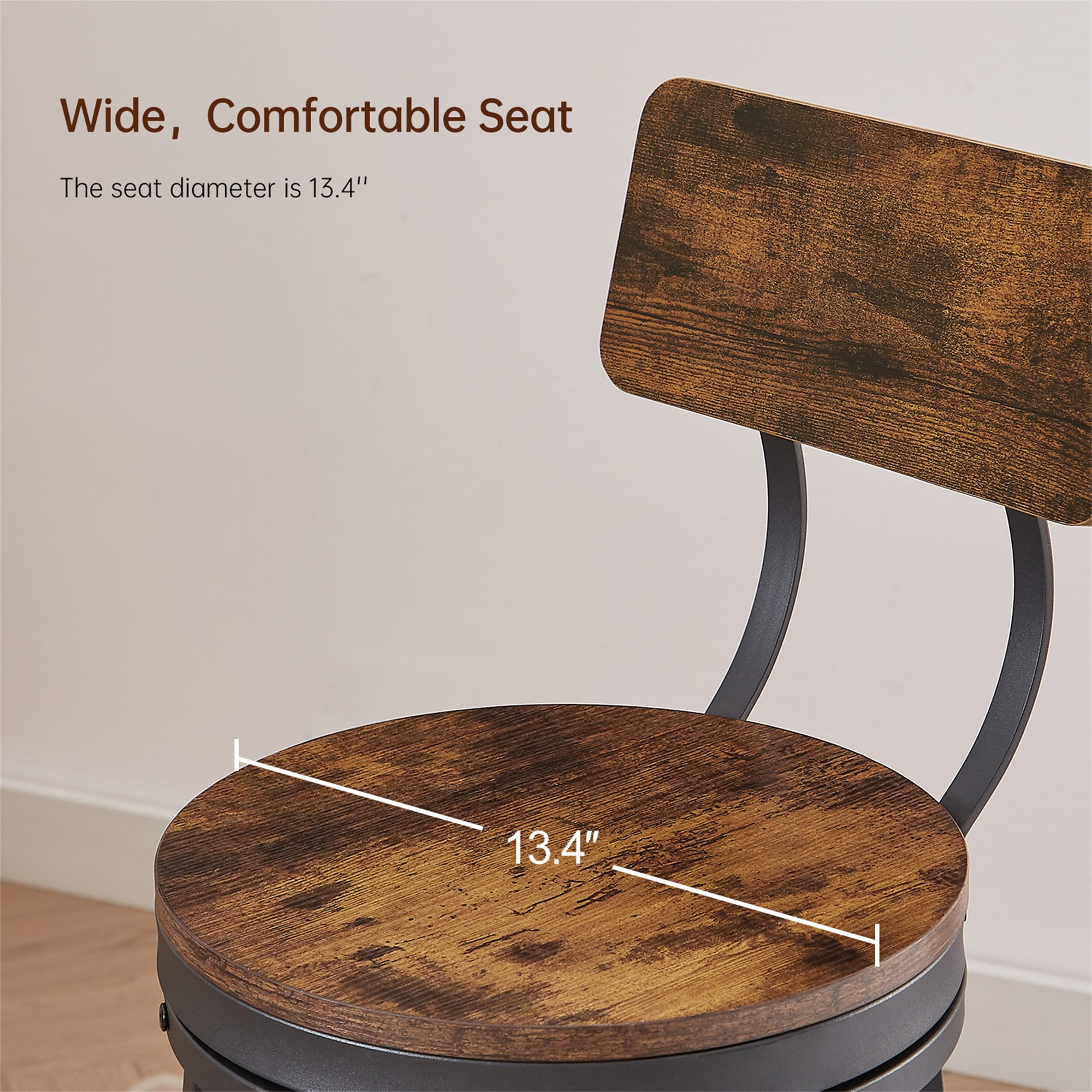 YYAo Oval Swivel Set of 2 Bar Stool, Metal Frame Armless Stool with Back for Living Room, Bar, Rustic Brown YYAo Oval Swivel Set of 2 Bar Stool, Metal Frame Armless Stool with Back for Living Room, Bar, Rustic Brown