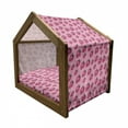 thumbnail image 2 of Fruit Pet House, Pop Art Style Strawberry Pattern Vibrant Toned Retro Fresh Fashion Graphic, Outdoor & Indoor Portable Dog Kennel with Pillow and Cover, 5 Sizes, Pale Pink Magenta, by Ambesonne, 2 of 5
