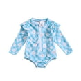 thumbnail image 1 of Toddler Girl Rash Guard Swimsuit Ruffle Sun Protection Long Sleeve Bathing Suit Girls 2-3 Years Girls Clothing, 1 of 8