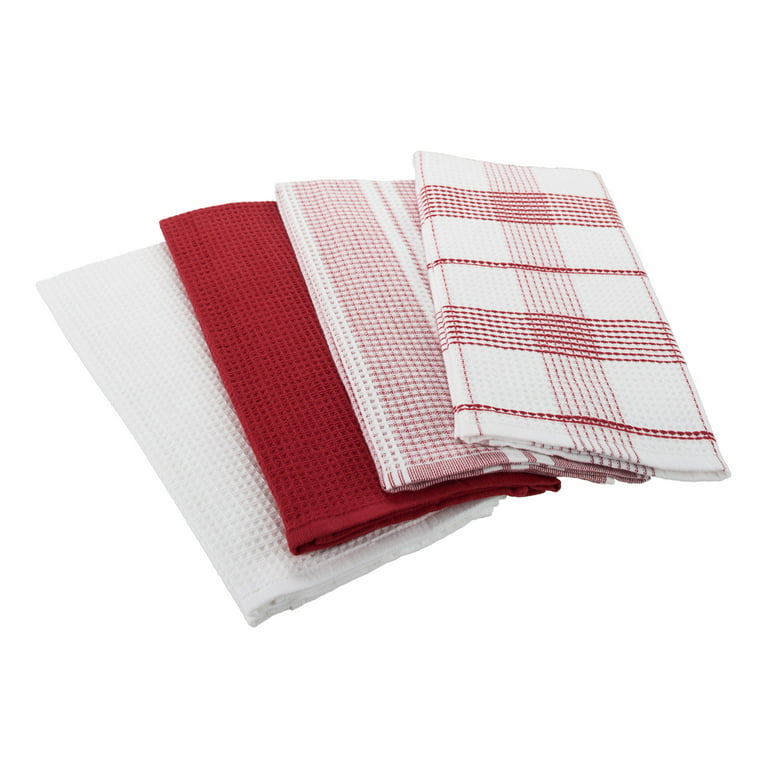 T-fal Red Solid and Stripe Waffle Cotton Kitchen Towel Set of 2 94648 - The  Home Depot