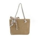 thumbnail image 1 of Bolso de mano retro para mujer, pañuelo de seda tejido de paja, bolso de mano grande (caqui) Likrtyny Para estrenar, 1 of 9