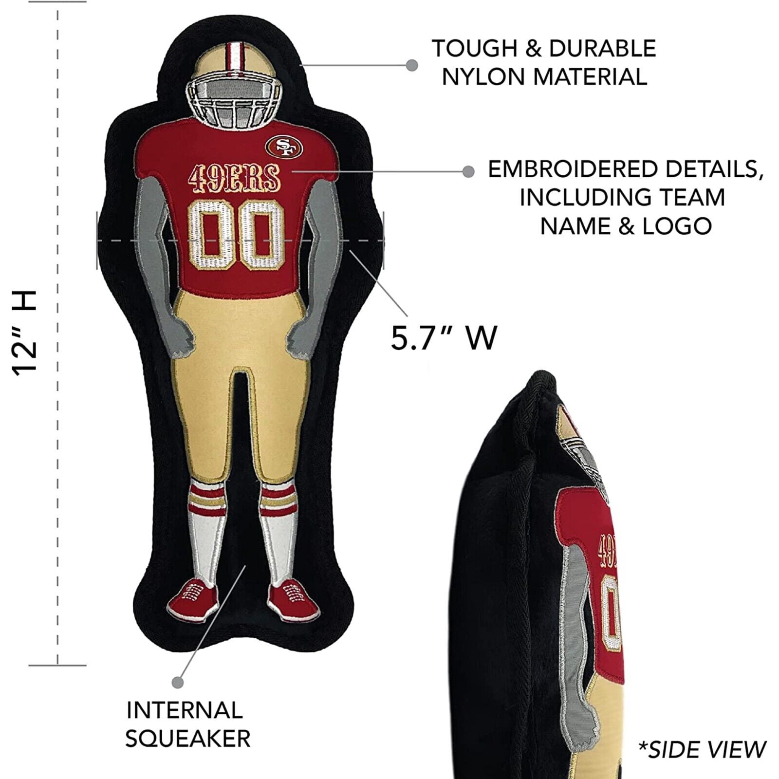 NFL San Francisco 49ers Athletes Player Pet Dog Toy Premium Quality with Built-in Squeaker Chew Toy
