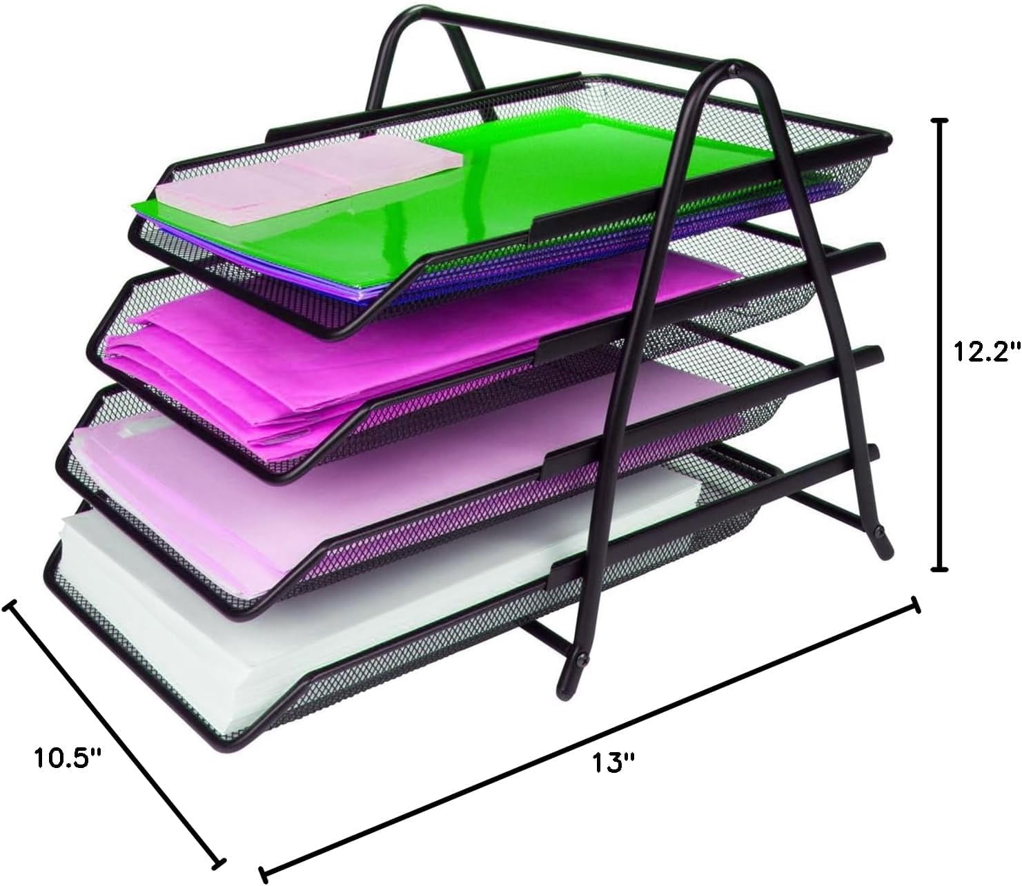 Desk Organizer，Paper Tray Organizer for Desk，4-Letter Tray Office Desk Paper Organizer, Desk Accessories & Workspace Organizers,Black