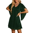 thumbnail image 2 of Robe Brillante pour Femmes Manches Chauve-Souris Robe Cocktail Robe Boîte de Nuit Pailletée Verte P, 2 of 7