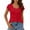 Red, variant on Women's Casual Solid Short Sleeve T-Shirt Scoop Neck Blouse Buttons Decor Loose Casual Tee Lightweight Basic Top for Daily Wear Vacation Streetwear