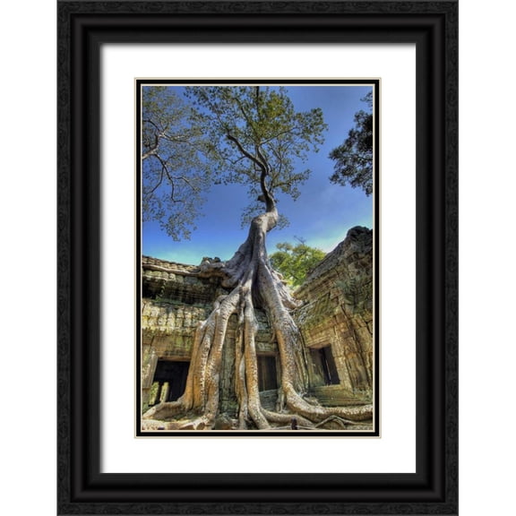 Shimlock, Jones 23x32 Black Ornate Wood Framed with Double Matting Museum Art Print Titled - Cambodia, Angkor Wat Ruins of Beng Melea Temple