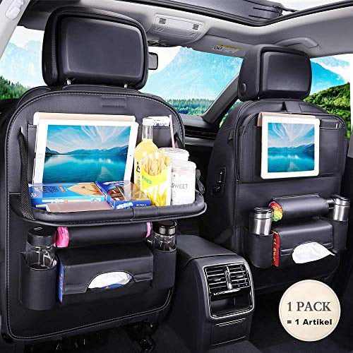 Jiadi Si Car Seat Organizer Backseat Car Organizer Foldable Dining Table with iPad and Tablet Holder Table Tray 1 Pack Travel Accessories Organizer Protector Kick Mats for Kids 