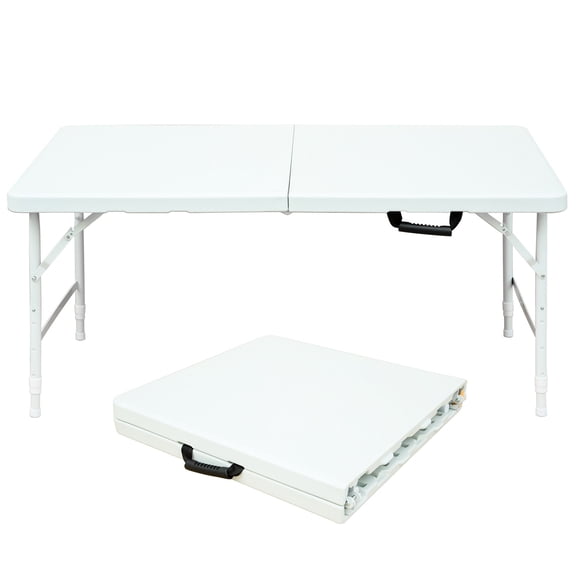 Portable 4ft Indoor/Outdoor Table | Great for Camping and Outdoor Dining | Made of Quality Iron and Gray Powder - coated Steel | Resolves Stain - cleaning and Durability Issues