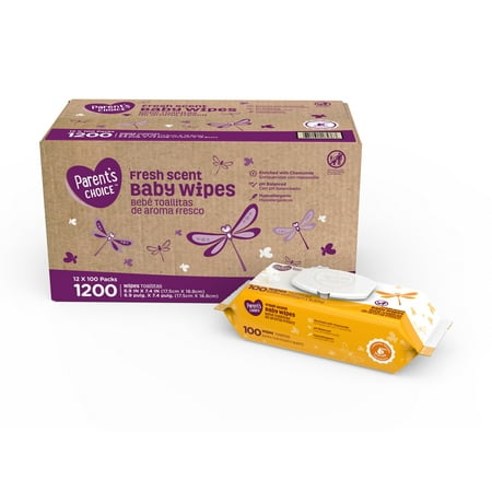 Parents Choice Fresh Scent Baby Wipes, 12 packs of 100 (1200 count)